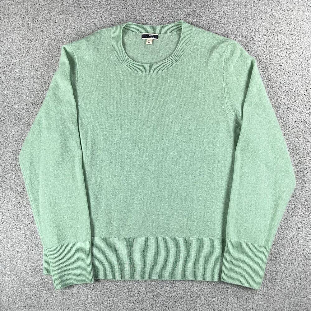 J Crew Cashmere Sweater Womens XL Mint Green Long Sleeve Crewneck Pullover